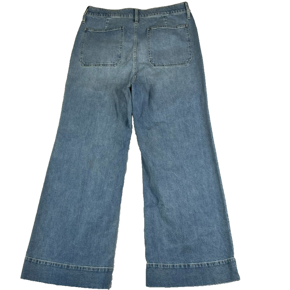 J Crew Jeans Women's Size 34 High Rise Wide Leg Trouser Medium Wash Sailor NWT - Picture 2 of 13